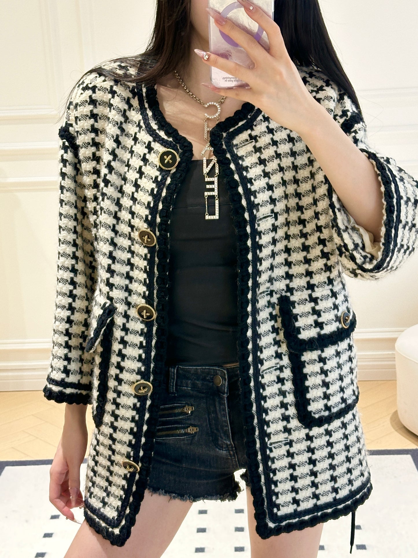 Chanel 80s Thousand Bird Grid Coat Size: 36