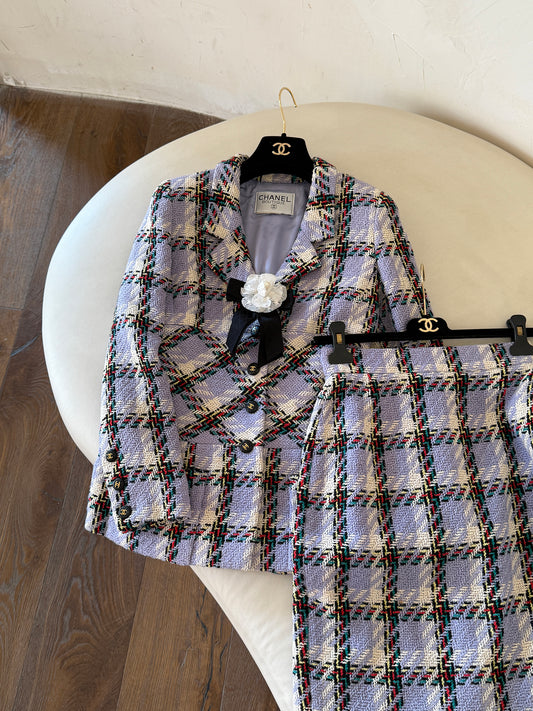 Chanel 1995 purple tweed set Size:38