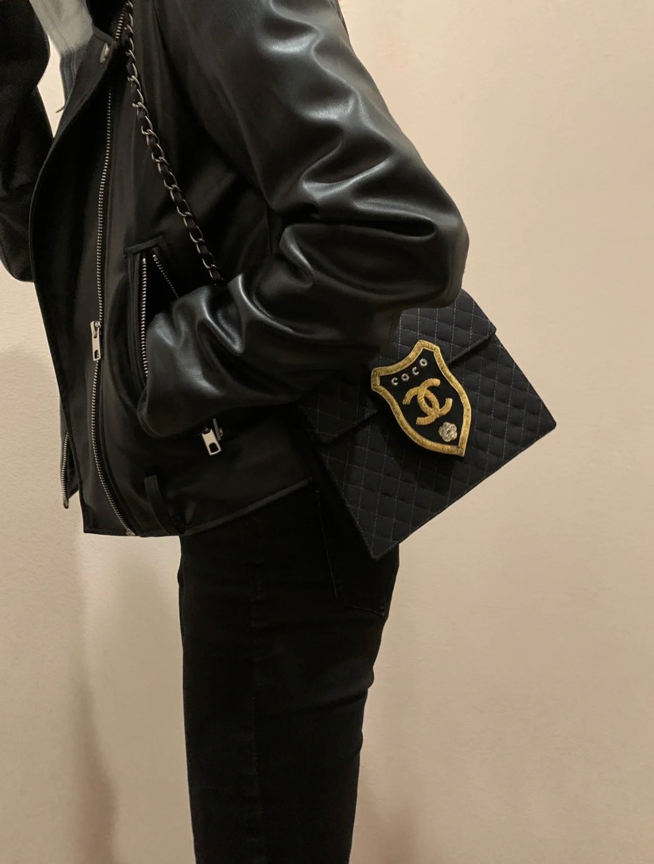 Chanel vintage badge denim bag