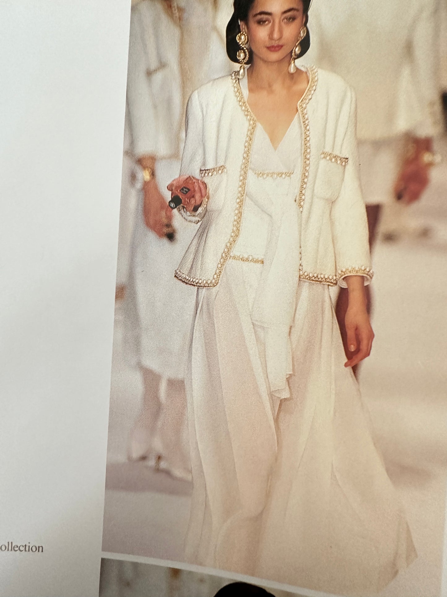 Chanel 1988 fashion show off off off off white pearl jacket size:34