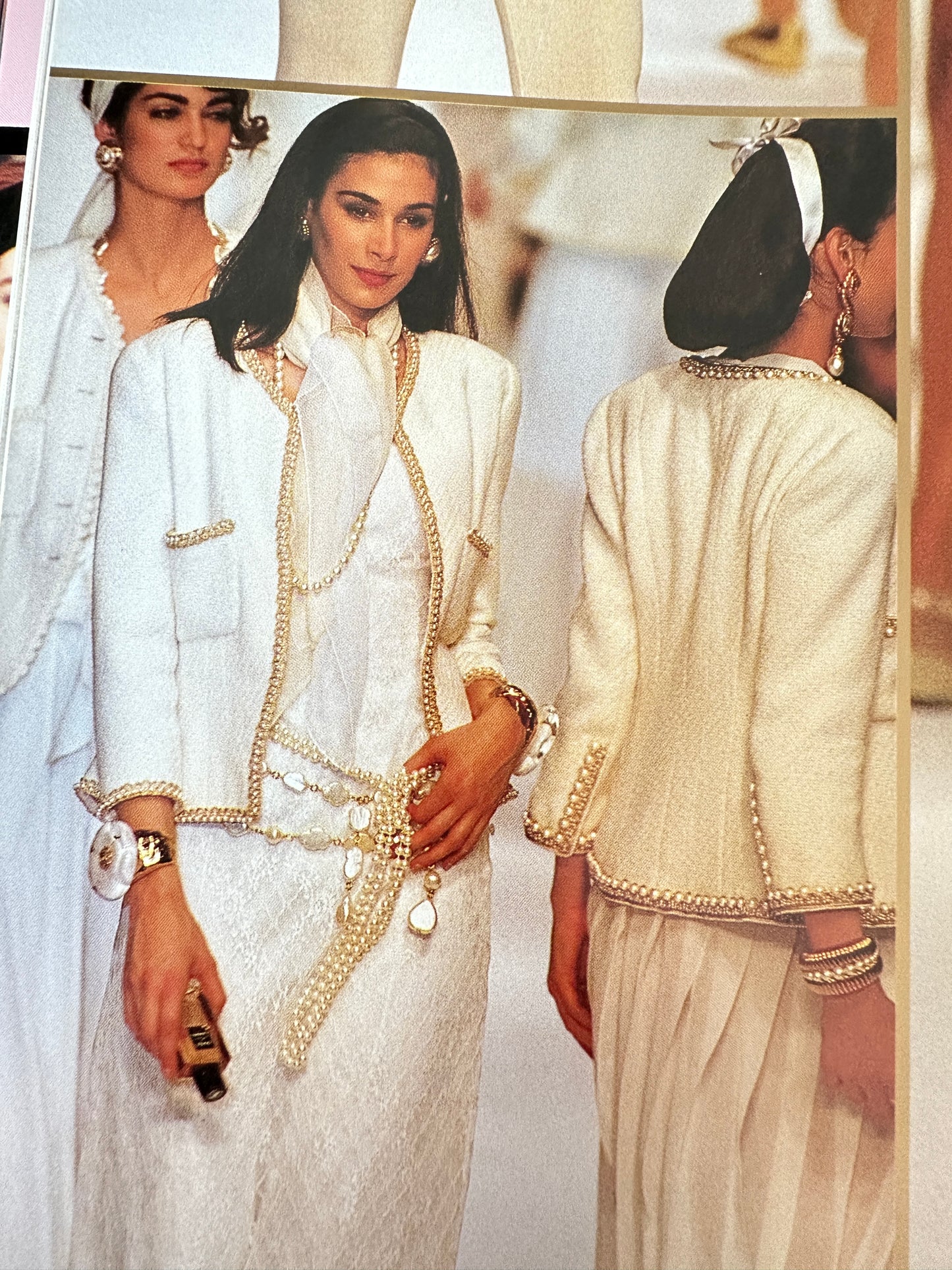 Chanel 1988 fashion show off off off off white pearl jacket size:34
