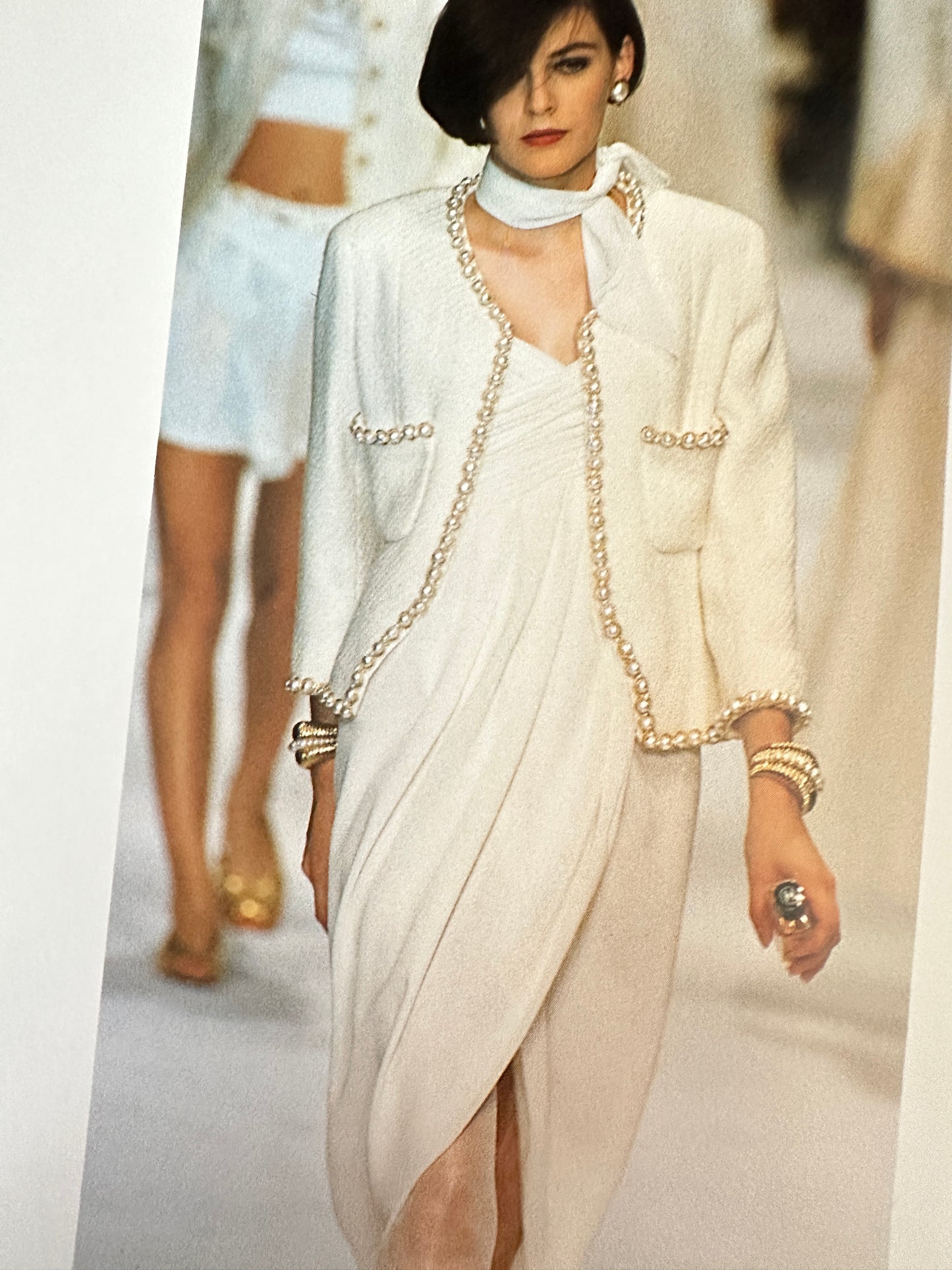 Chanel 1988 fashion show off off off off white pearl jacket size:34
