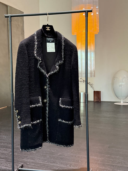 Chanel 1994 Black Show Long Coat Size:38