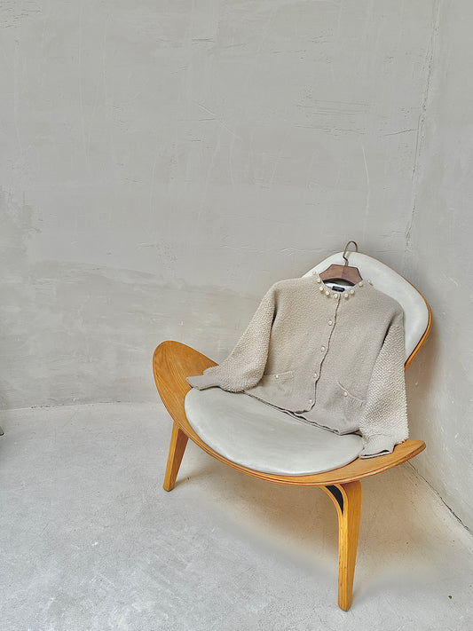 Chanel light gray pearl cashmere sweater cardigan size:38