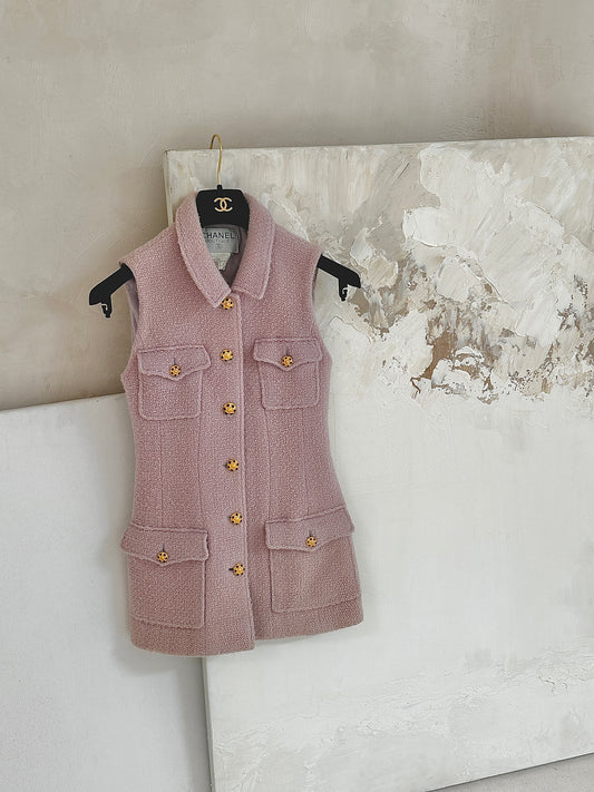 Chanel 1996 Glass Button Pink Vest size:36