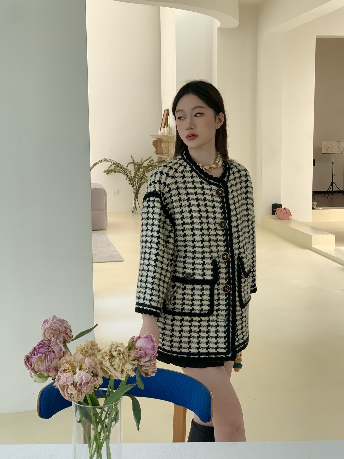 Chanel 80s Thousand Bird Grid Coat Size: 36